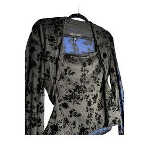 Women's Black Velvet Burnout Sheer Mesh Y2K 2000s Whimsygoth Fairygrunge Top NWT